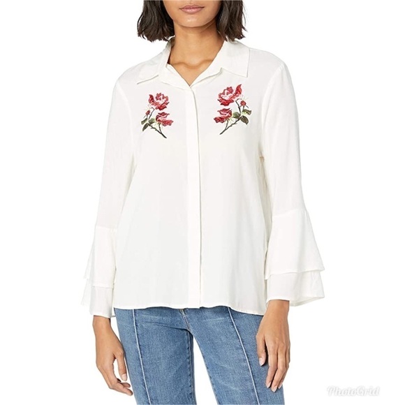 Cupcakes & Cashmere Kymberly Embroidered Blouse S - Picture 1 of 11